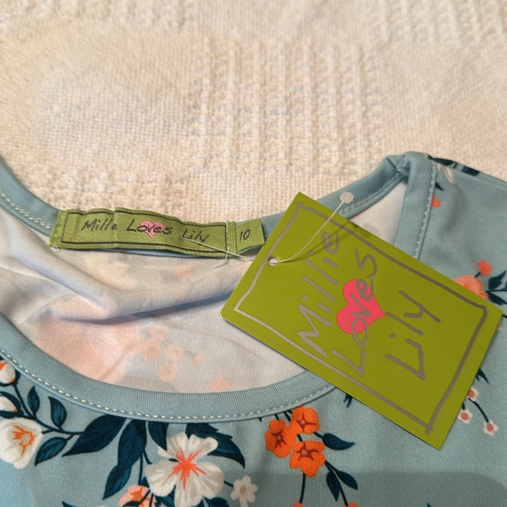 NWT MILLIE LOVES LILY Mini Garden Pocket A-Line Dress &Stripe Leggings. - Picture 3 of 10